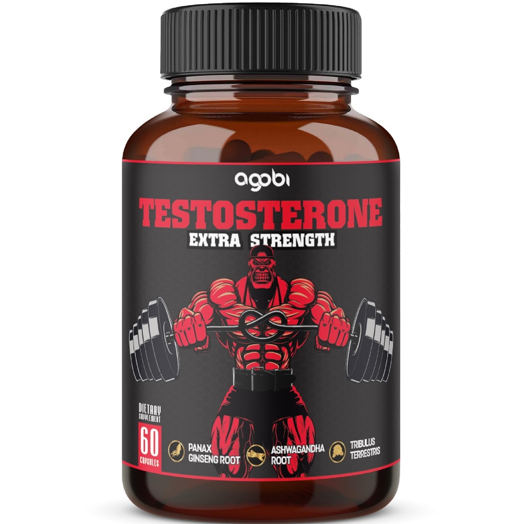Testosteron dodatek pro muže s Ashwagandha, Tribulus, ženšen & Více - 11 Byliny - Podpora síly - 60 Veganské kapsle 1 měsíc Dodávka