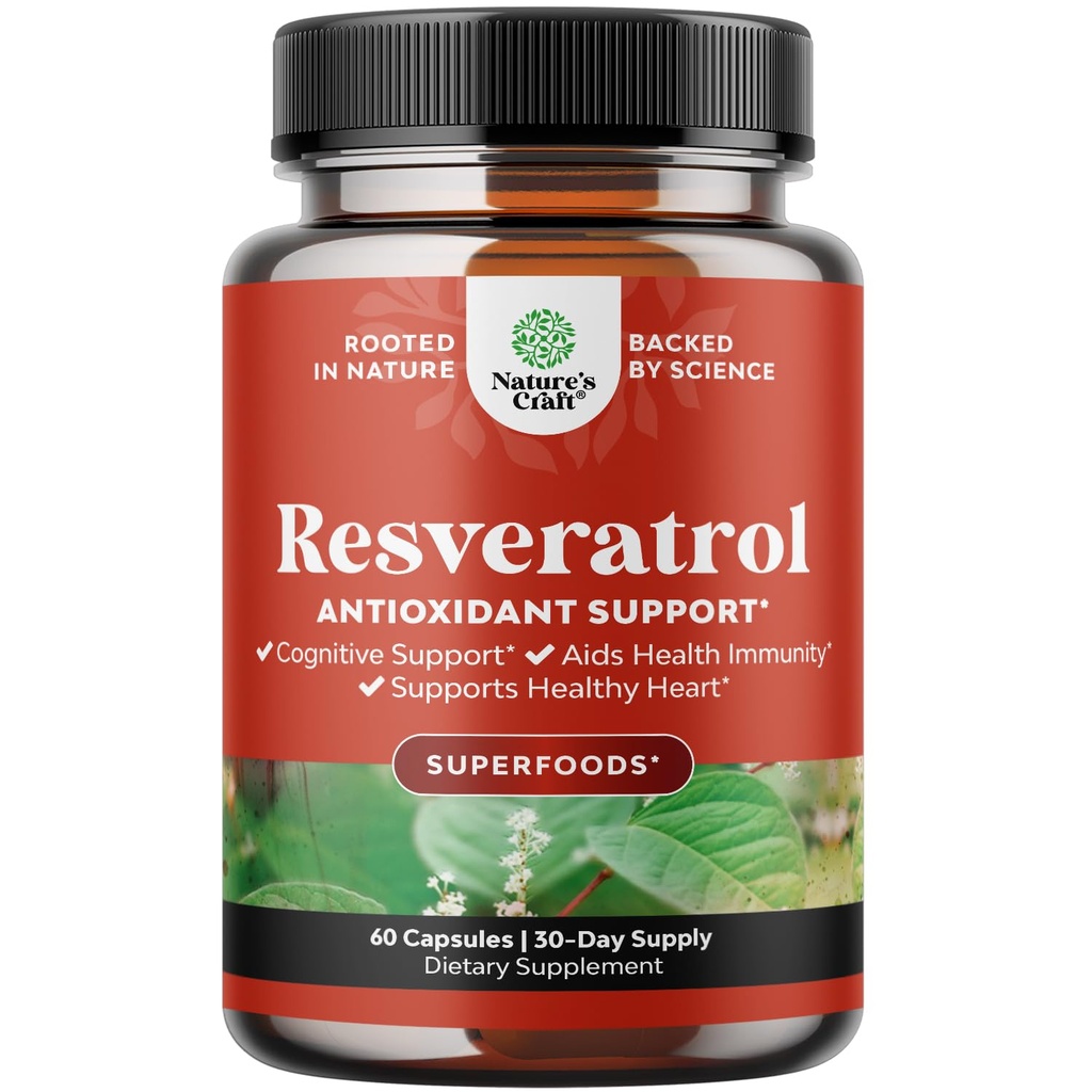 Mladistvý Trans Resveratrol Dodatek - Resveratrol Kapsle s AMPK Activator pro buněčné zdraví a vitalitu - AMPK Metabolický Aktivátor pro metabolickou podporu a buněčnou účinnost - 60 Počet