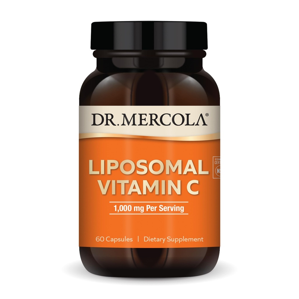 Dr. Mercola Liposomální vitamín C - Mozek, srdce, oko & imunitní podpora - Poskytuje 1000 mg biologicky dostupného vitaminu C - Non- GMO, gluten- Free & Soy- 60 Kapsle (30 Služeb)