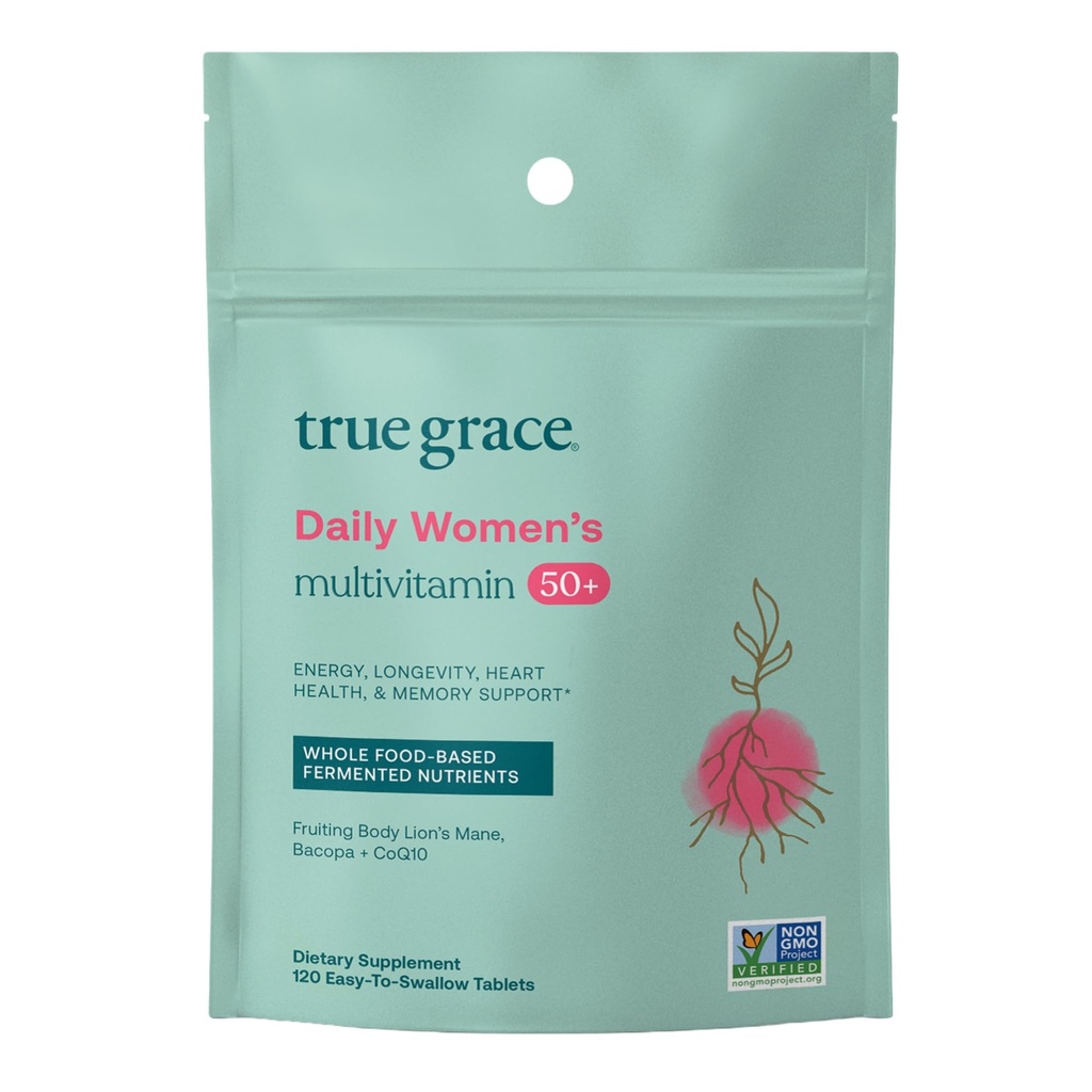 True Grace Daily 's Multivitamin 50 + - 120 Easy- to - Polykací tablety - Imunitní, Energy, Longevity & Memory Support - Vegan - Gluten, Soy & Iron Free - 60 Služeb