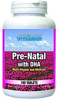 LifeSource Vitamíny Pre- Natal Multi- Vitamíny a minerály s DHA - máma a dítě zdraví - 180 Tablety