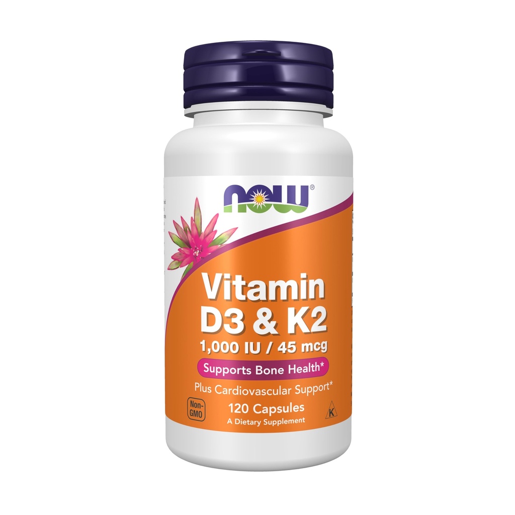 Nyní Potraviny Vitamin D-3 & K-2 - 120 Veg Kapsle