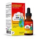 Kiddivit Baby Iron Liquid Kapky s vitamínem B12 & Folát - Gentle Iron Support Supplementary - 60 Denní Service, Inulin Fortified Prebiotic Fiber - Cukr zdarma, Gluten zdarma, Vegetarian, 2oz