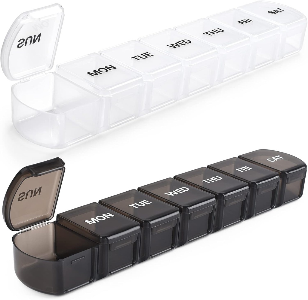 Velký týdenní pilulkový organizátor 2 balení, denní vitamin krabice 7 den s XL Compartment, Cestování Friendly Medicine Organizátor pro Cod Játra olejové doplňky