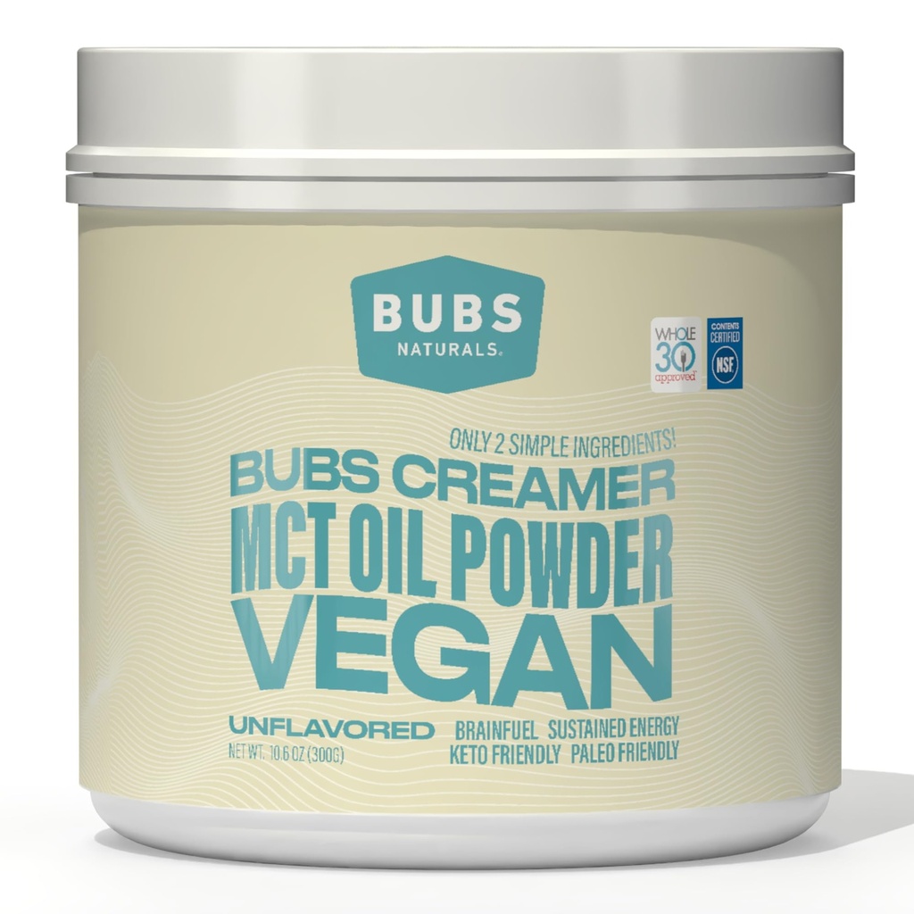 BUBS Naturals MCT Oil Powder - Premium MCT Oil & Keto Coffee Creamer - Vegan & Paleo Friendly - Zdravé kokosové tuky + Low Carb - Dairy- Free Energy Source for Shakes, Smoothies & Baking (10.6 oz)