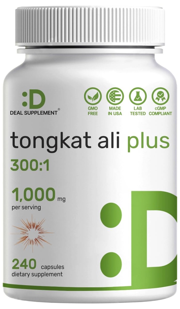 Tongkat Ali Extract 300: 1 s Horny Kozí tráva 1,100mg - indonéský Longjack Eurycoma Longifolia Root - extra síla Bylinný dodatek pro energii