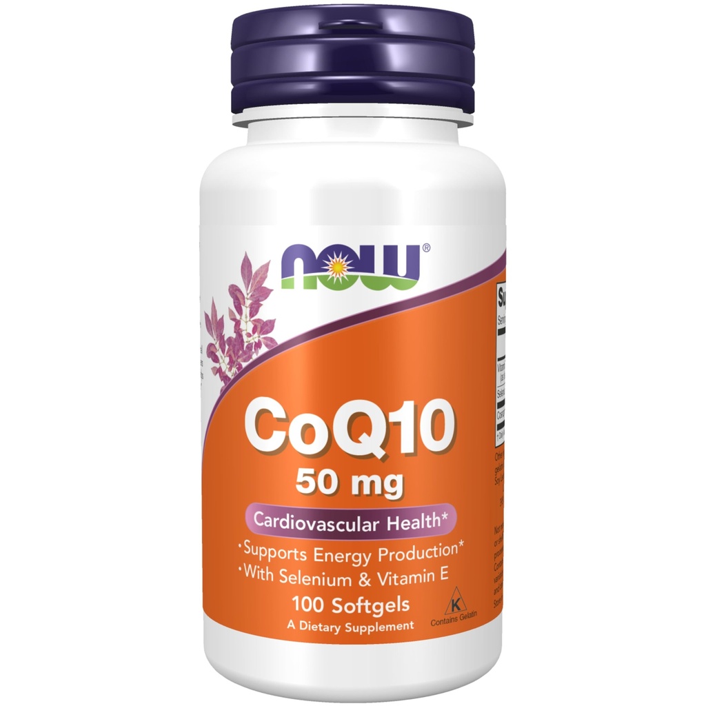 Nyní doplňky, CoQ10 50 mg, léková forma, AllTrans Form produced by Fermentation, 100 Softgels