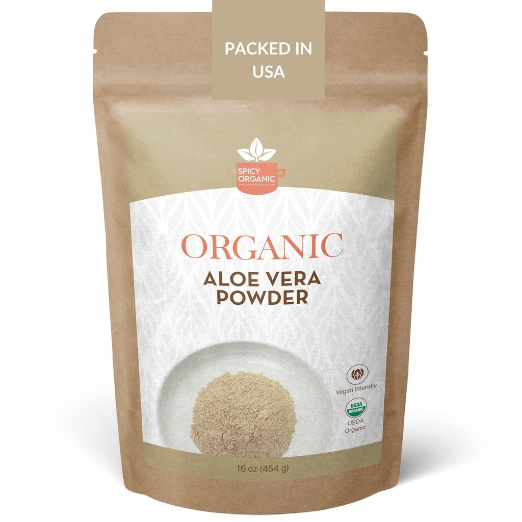 Organic Aloe Vera Powder for Skin & Hair - Aloe Barbadensis - Lourishing Face Mask for Natural Beauty, USDA Certified Organic & Non-GMO