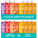 Designer Wellness Protein Smoothies Origignal Variety Pack a Peach Mango Bundle