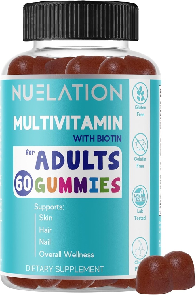 Muži a ženy Multivitaminové žvýkačky. Dobře kulaté denně gumové multivitaminy s Biotin 5000 mcg. Non-GMO, 60 hrabě, 30 sluhů. Multi Vitamin pro dospělé pro imunitní podporu, Celkově Wellness