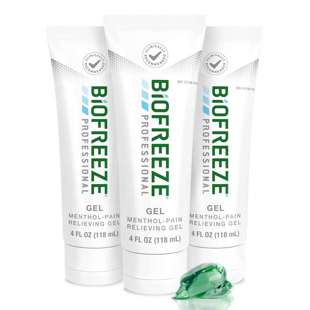 Biofreeze Professional Pain Relief Gel, 4 oz Tube (3-Pack) - Rychlý, Chladicí Relief pro artritidu, Muscle Soelth, Joint, Back, Neck, Knee Pain & Více