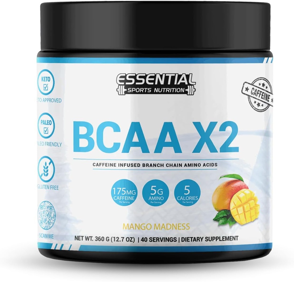 BCAA s 175mg kofeinu 124; 40 Serving current 124; Keto-schválené, Non-GMO, gluten zdarma dodatek current 124; Peach- Mango Flavor