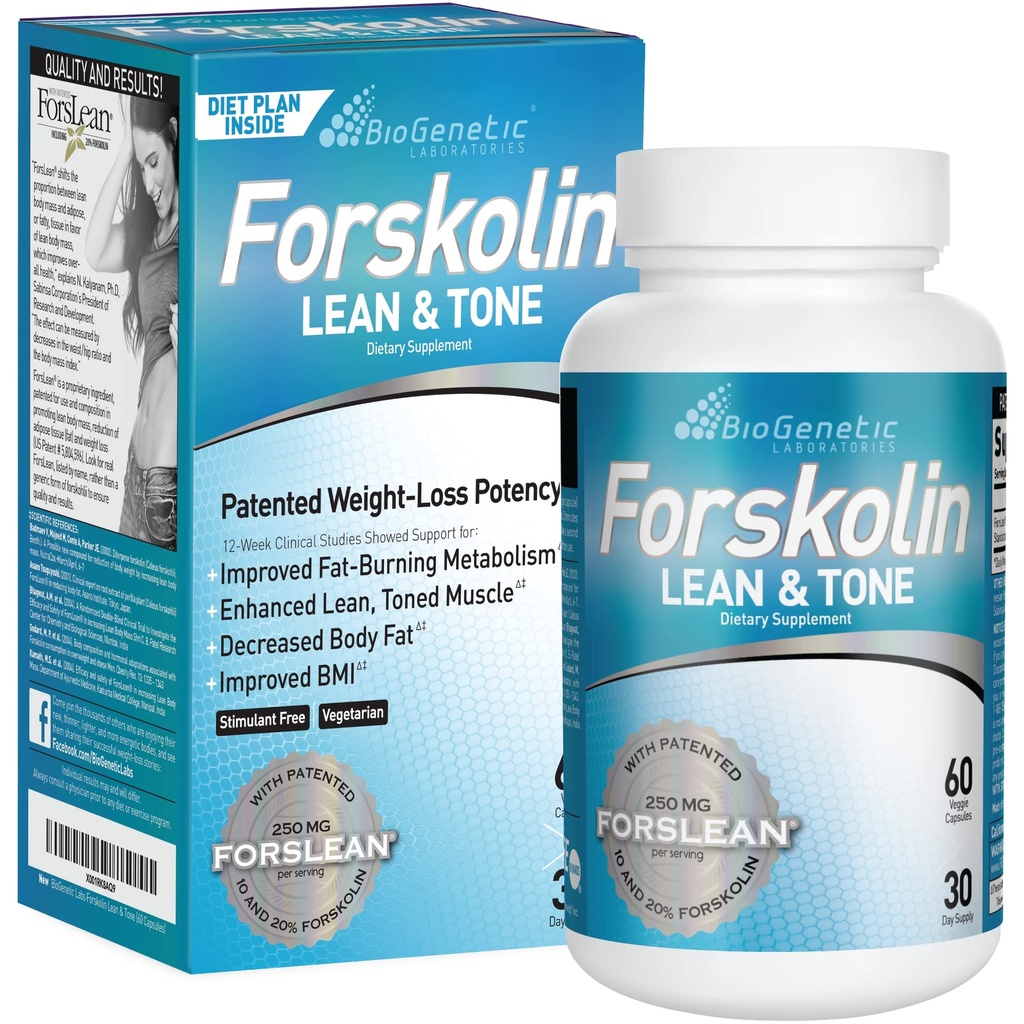 Biologická Labs forskolin Lean & Tone - hubnutí pilulky - Tělesné tonování Formule spalování tuků a údržba svalové hmoty pro muže a ženy Suppressant - 60 Kapsle - Vegetarian