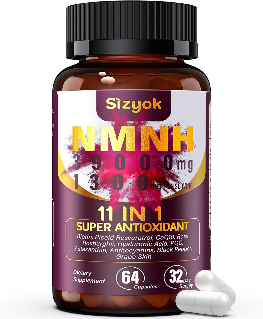 Doplněk NMNH (Dihydronicotinamid Mononukleotid) 600mg PHARMAD Doplněk s Resveratrol, CoQ10, Biotin & Hyaluronic Acid PHARMA124; Podpora buněčné energie, Metabolismus & Skin Wellness, 64 Kapsle