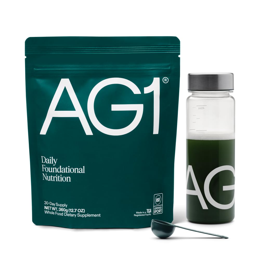 AG1 Zelený prášek dodatek 124; Zlepšit Gut zdraví 124; Multivitamin, Probiotický, Gluten zdarma, Vegan a Keto Friendly 124; Shaker & Scoop Zahrnuto 124; 75 Vitamíny (Athletic Green), Classic Formule