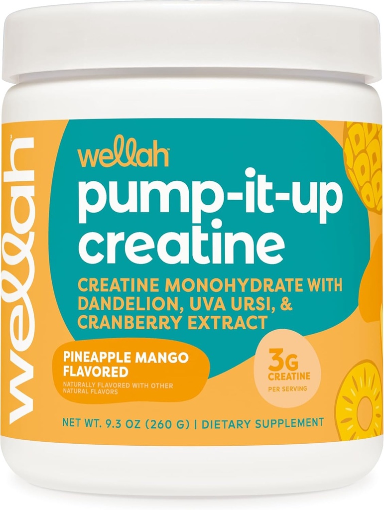 Wellah Creatine for Women (50 Serings, Ananas Mango) - Creatine Monohydrát s výtažkem Dandelion & Cranberry