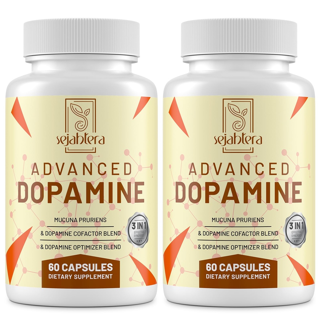 Dopamin Supplement- Mucuna Pruriens Seed Extract, Premium Vitamíny, Minerály, a přírodní rostlinné extrakty pro duševní pohon, Clarity, Focus- 120 Kapsle