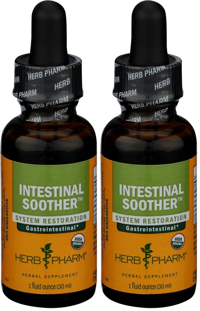 Herb Pharm Certified Organic Intestinal Soother Liquid Herbal Formule s turmerickým extraktem - 1 Ounce (FIS01) (Balení po 2)