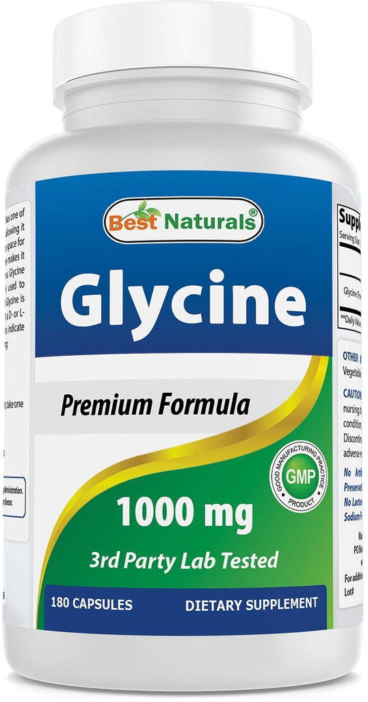 Nejlepší Naturals Glycine Dodatek 1000 Mg pro výrobu energie, 180Count