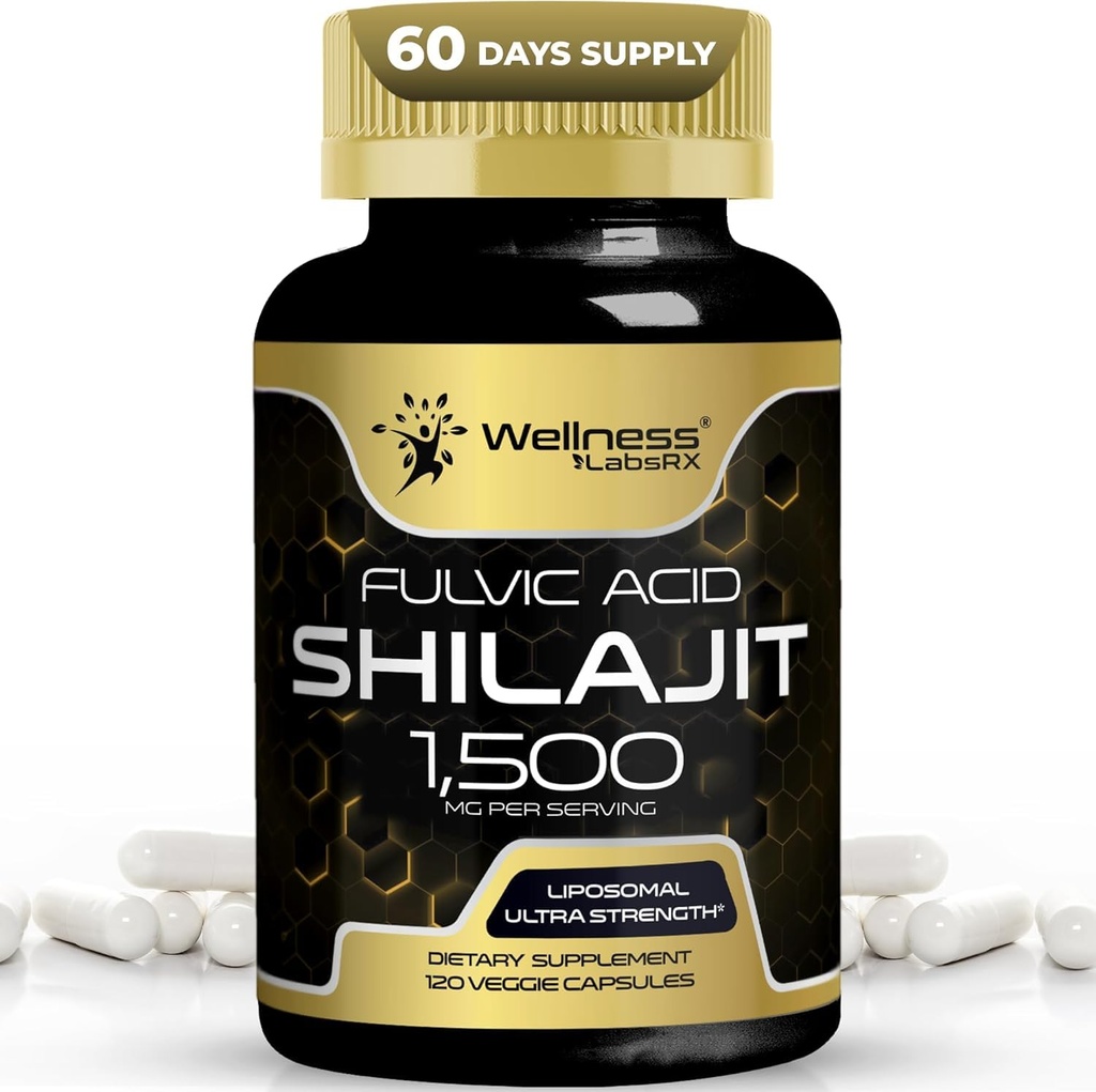 Himalayan Shilajit pro muže - 1500mg Shilajit Kapsle pro muže, Pure Shilajeet pro ženy s přirozeně okurující Fulvic Acid - Shilajet pro zvýšenou energii a imunitní podporu - 120 Počet (balení po 1)