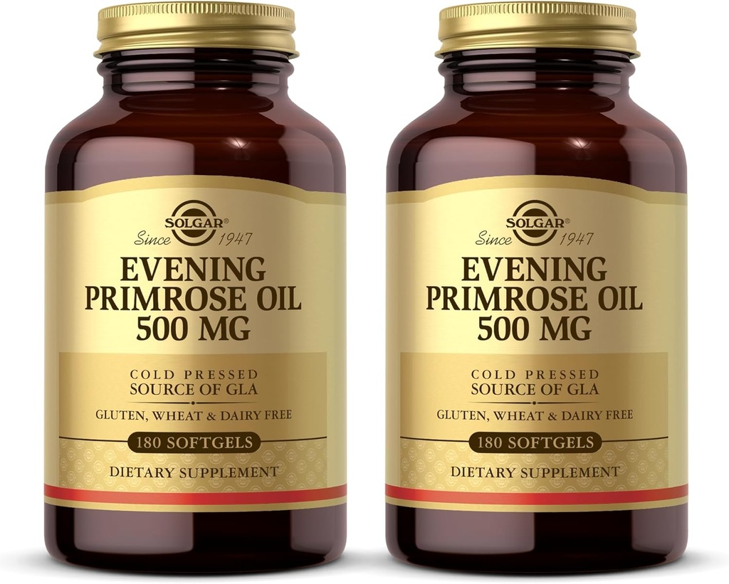 Solgar Evening Primrose Oil 500 mg - 180 Softgels, balení po 2 ks - Cold Pressed Source of GLA - Gluten Free, Dairy Free - 360 Total Service