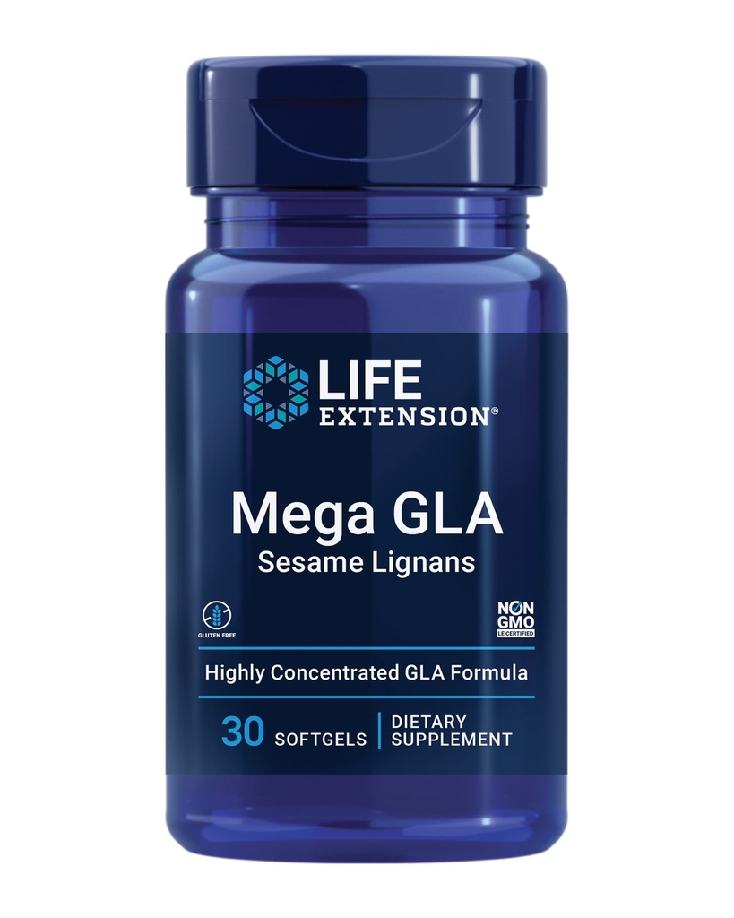 Life Extension Mega GLA Sezame Lignans, Omega-6 Mastné kyseliny na podporu zdravé zánětlivé reakce, gluten zdarma, Non- GMO, 30 softgels