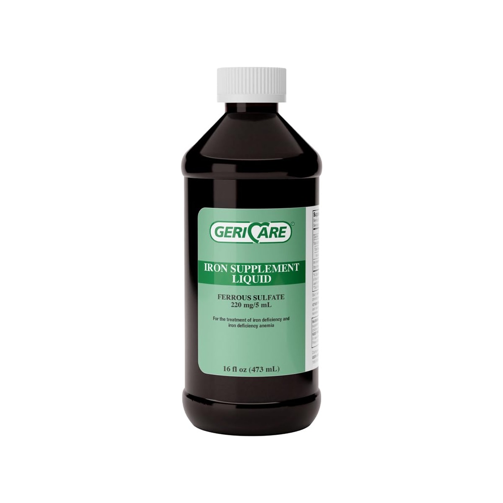 GeriCare 220 High potency Liquid Iron Supplement 124; Tekuté železo pro dospělé 124; pro chudokrevnost a nedostatek železa 124; 220mg železa per 5ml Dávka. (Balení po 1)