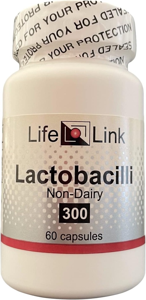 LifeLink Lactobacilli Komplex 124; 10 Miliardy CFU 124; 60 Kapsle 124; Podpora mikrobiomů, Zdravé Bowel Movements 124; Gluten Free & Non- GMO 124; Vyrobeno v USA