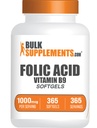 BulkSupplements.com Folic Acid Softgels - Vitamin B9, Folic Acid 1000 mcg, Folate Supplementary - Gluten Free, 1 Softgel per Serving, 365 Počet (balení po 1)