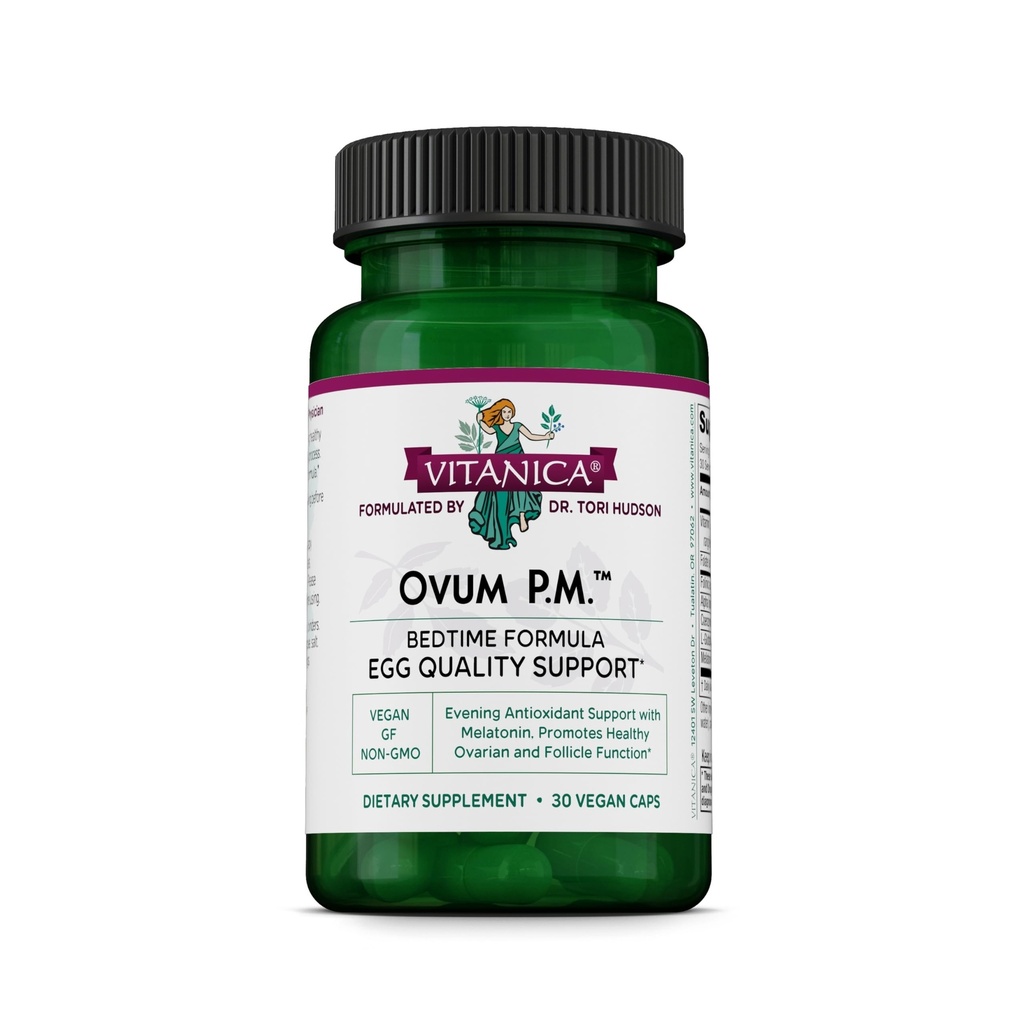Vitanica Ovum P.M. - Podpora kvality vajíček s vitaminem D3, Alpha Lipoic Acid & Melatonin - Práce nejlépe s Ovum AM - Bylinný doplněk pro zdraví žen - Lady - 30 Vegan Caps