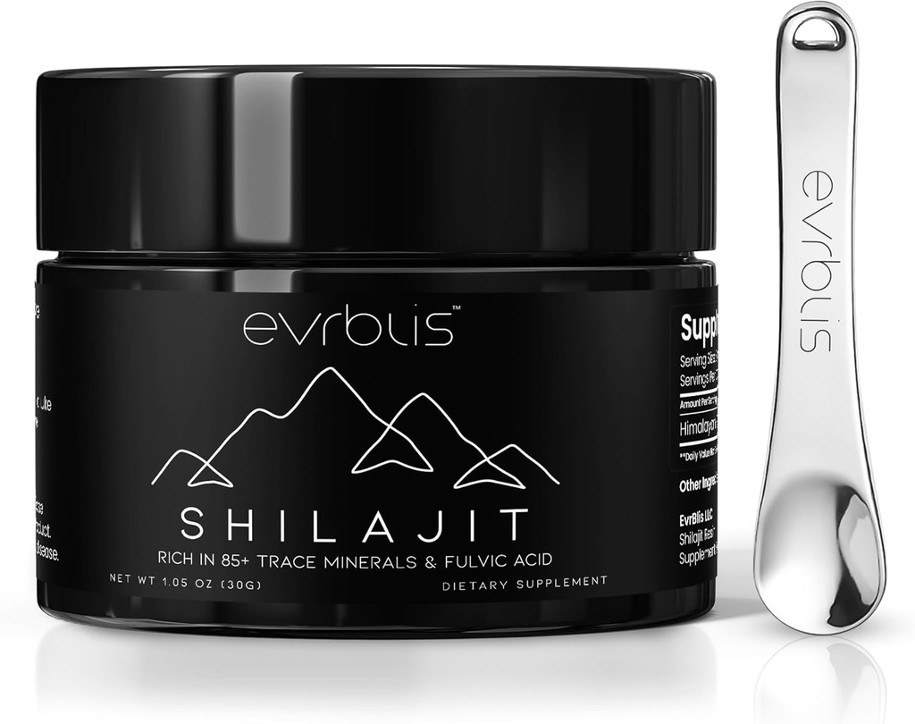 Čisté Himalayan Organic Shilajit Resin, Max Potency Gold Grade Shilajit Dodatek pro muže a ženy Přírodní energie Boost & imunitní podpora s 85 + stopové minerály & Fulvic Acid (30 Grams, 60 Serving).