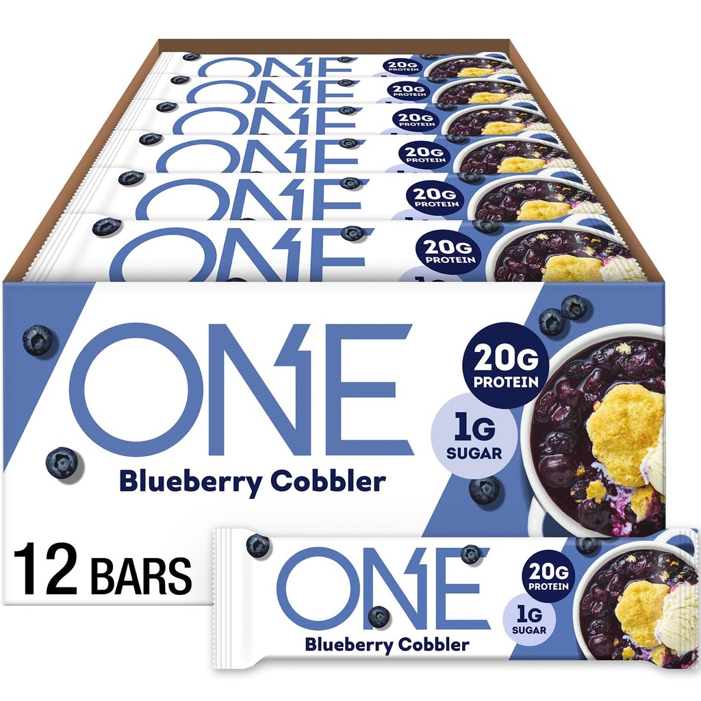 ONE Protein Bary, Blueberry Cobbler, gluten zdarma s 20g protein a 1g cukru, Pantry Staples, 2.12 oz (12 Počet)