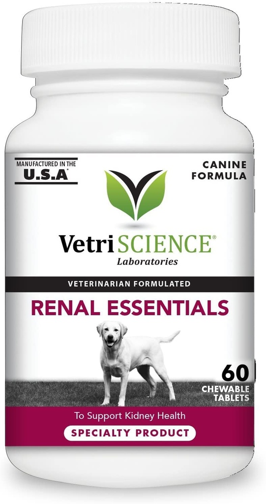 VetriScience Ledviny Zdraví Žvýkací tablety, Ledviny Essentials Dodatek pro psy, Moč Trakt a ledviny Podpora s houbou, Astragalus Root, Kopřivka a Byliny, Kouř, 60 Počet