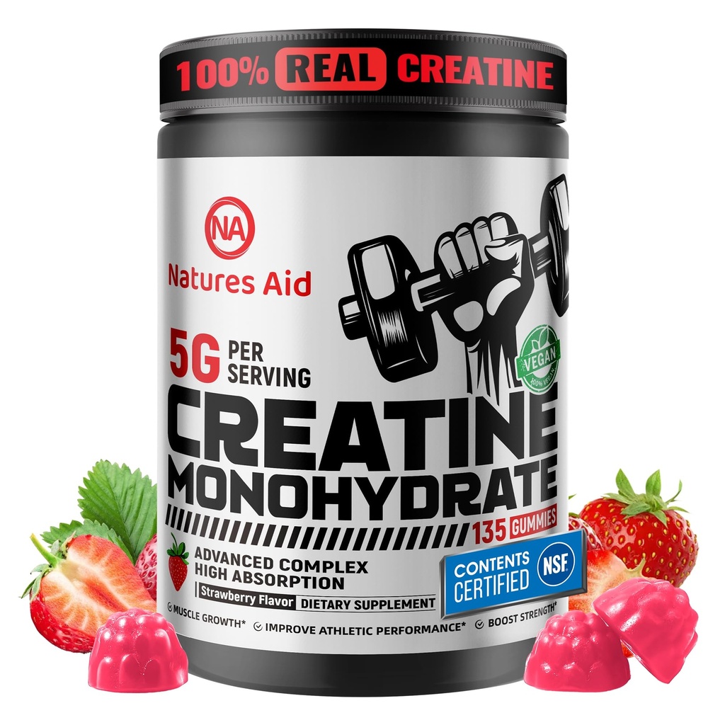 Naturations Aid Creatin Monohydrát Gummies (5g) - Pre- Workout Energy & Muscle Growth Support for men & Women Aid Creatin Monohydrát Gummies (5g)