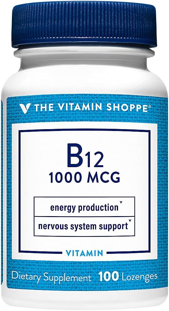 Vitamin Shoppe Vitamin B12 1,000mcg - Podporuje výrobu energie, jednou denně dietní dodatek - Vitamin B-12 (jako kyanokobalamin), gluten a mléčné výrobky zdarma (100 Lozenges)