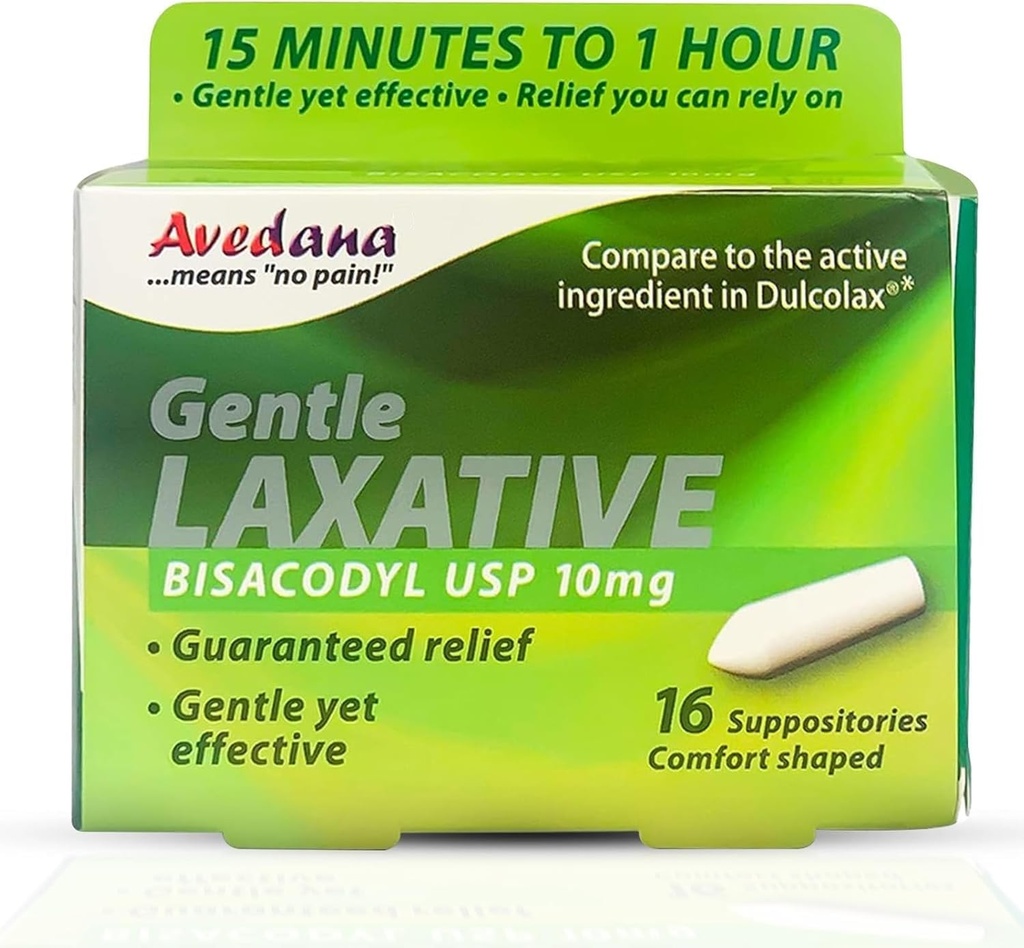 Bisacodyl Laxative Suppository CLAS124; USP 10mg pro rychlé, jemné zácpy Relief CLAS124; Comfort- Shaped, Balení 16 Suppositories