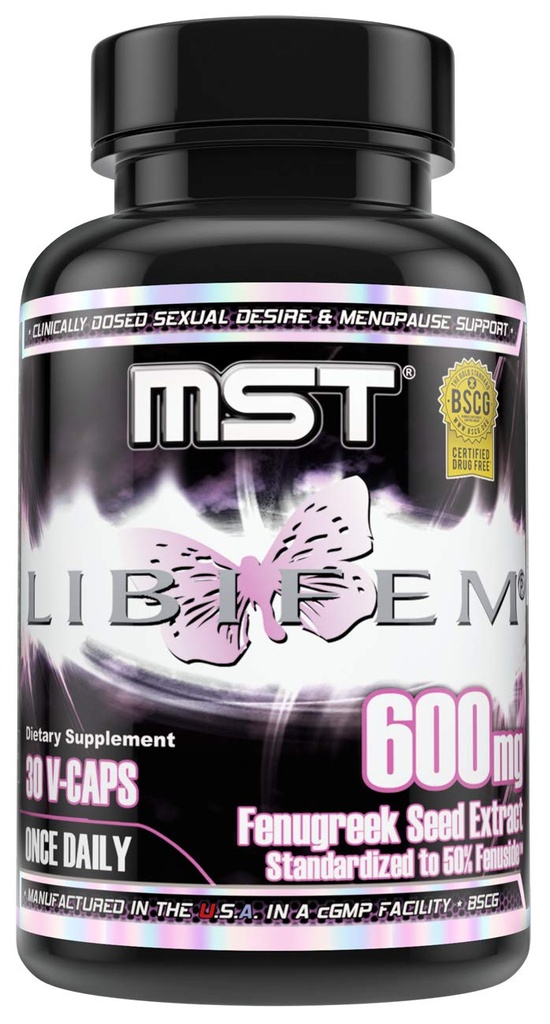 MST Libifem, Fenugreek Seed Extract Capsules, Boost Desire, Libido, Arousal a Spokojenost Plus Menopauza Podpora zdraví, Dodatek pro ženy, 30 Počet, BSCG Certified Drug Free.