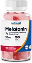 Nutricost Melatonin 10 mg, 180 gumových, jahodová ochucená - gluten Free, Non- GMO, No Corn Syrup