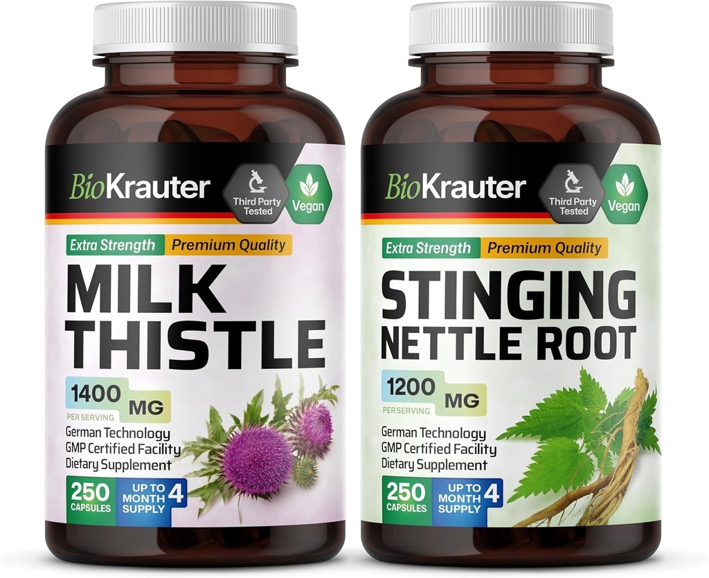 BIO KRAUTER Mléko Thistle 250 Kapsle & Strečing Nettle 250 Kapsle