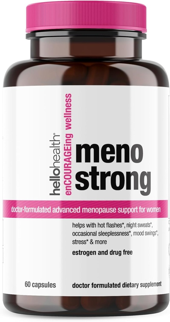 Menopauza Doplňky pro ženy - Meno Silný Perimenopauza Dodatek pro noční pocení Relief, Nespavost, Mood Swings, Natural Hormon Balance, Stres, Hot Flashes Menopause Relief - 60 Kapsle