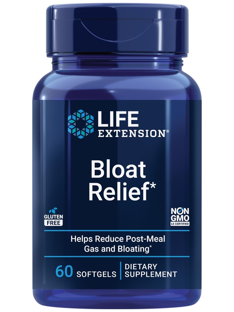 Life Extension Bloat Relief, Artichode, Ginger, Fennel a Turmeric pro stravovací zdraví, podporuje Bloating Relief a Promotes Digestive Comfort, Gluten Free, Non- GMO, 60 softgels
