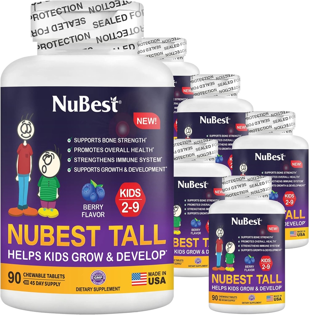 NuBest Tall Kids - Taddlers Vitamíny a Dětské Vitamíny pro věk 2 až 9 let - Podpora síly kostí, celkové zdraví a imunita - Zvířecí tvary - 540 Žvýkací tablety Berry