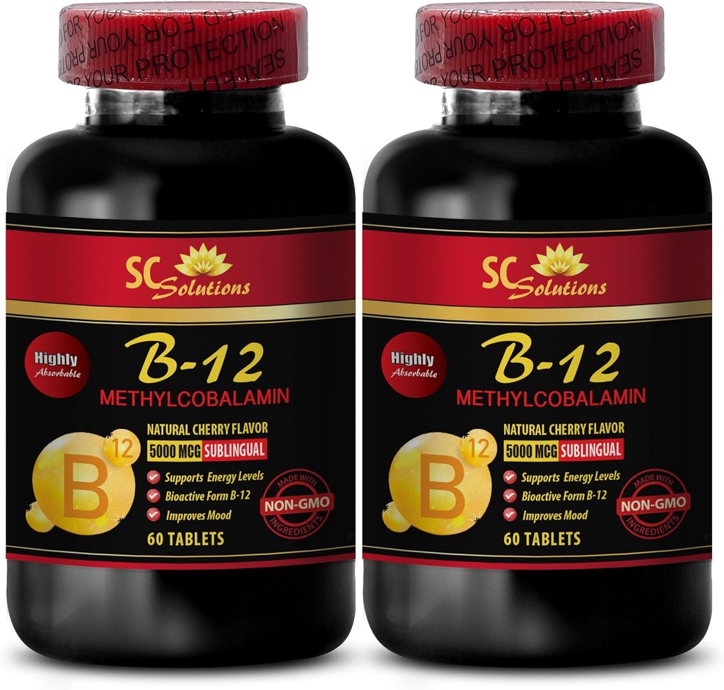 methykobalamin organic - METHYLCOBALAMIN VITAMIN B-12 5000 - sportovní výživa vytrvalost a energetické doplňky, atletický výkon doplňky, energetické pilulky, mozek posilovací pilulky - 2 láhve 120 Tabl
