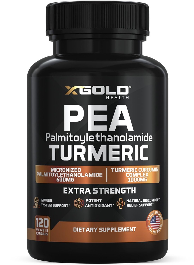 Pea Palmitoylethanolamid + Turmeric Curcumin Complex - 1600mg Micronized 99% & 95% Curcuminoidy - High potency Joint Support, Mobility & Comfort - Vyrobeno v USA
