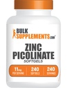 BulkSupplements.com Zinek Picolinate Softgels - Zinek 11mg, pro imunitní podporu, Gluten Free - 1 Softgel per Serving, 240 Počet (balení po 1)