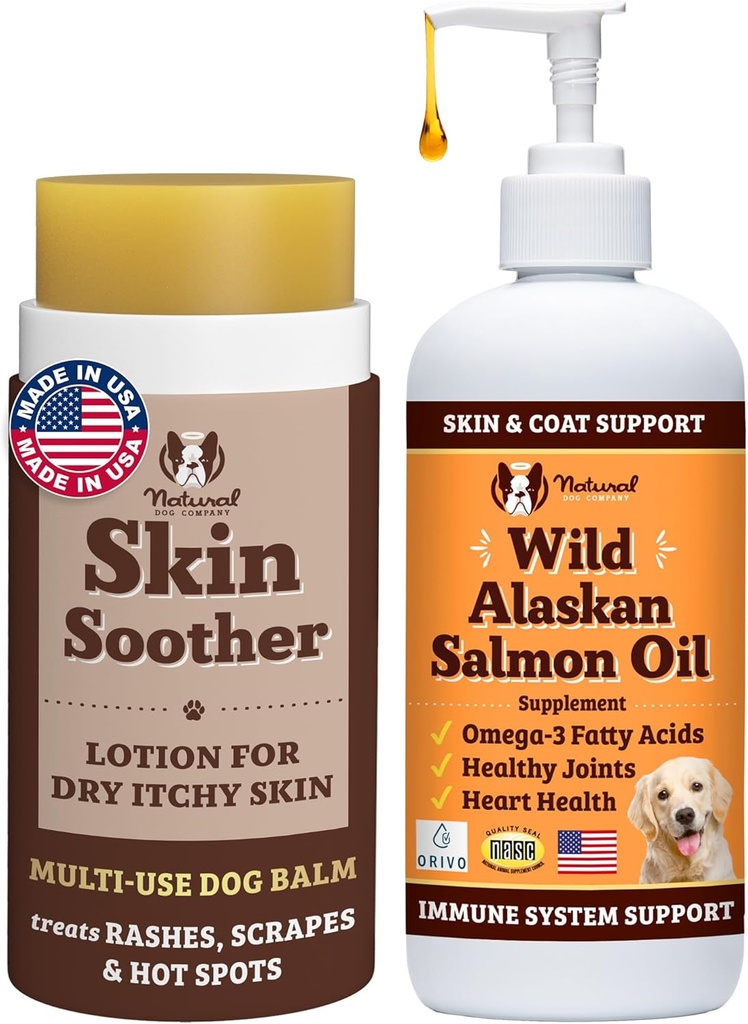 Natural Dog Company Zdravá kůže Bundle, Podporuje zdravou pleť a úlevy suché, svědění kůže, alergie úleva pro psy