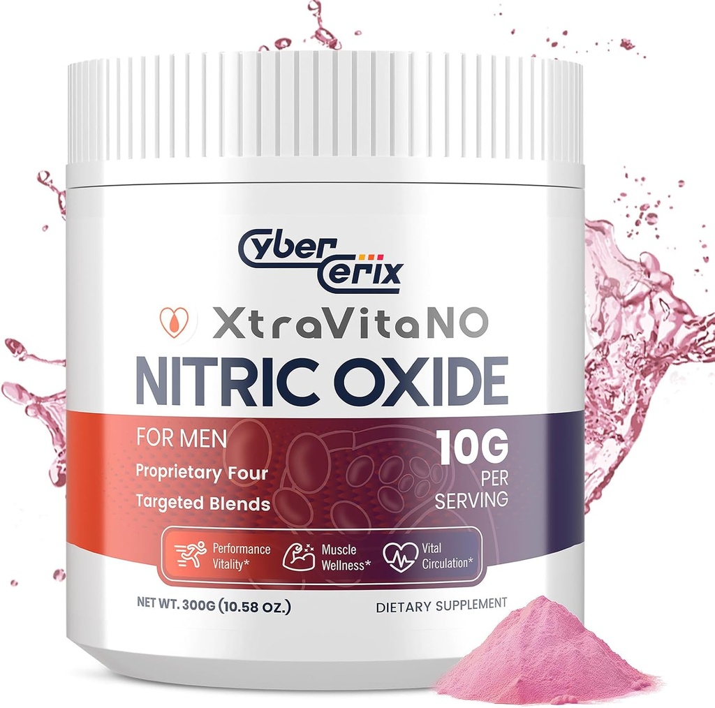 Příplatek oxidu dusnatého pro muže - Extra síla oxidu dusnatého Booster Powder for Heart, Circulation, Blood Flow, Energy, Endurance - 10g per Serving, 30 Servings