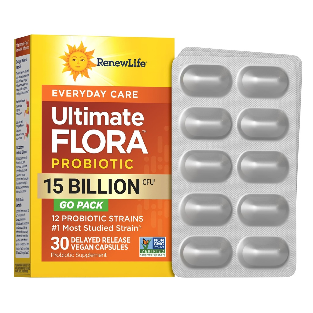 Reew Life Everyday Go- Pack Probiotické kapsle, Denní dodatek podporuje močení, trávicí a imunitní zdraví, L. Rhamnosus GG, mlékárenské, Soy a gluten- free, 15 Milionů CFU, 30 Počet
