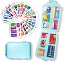 Pořadatel pilulek s etiketami Medicine 161 Štítky Cestování Denní Pill Kontejner Mini Medikace Pořadatel Storage Pill Pořadatel Travel Essentials Pill Pouzdro 7 Den (modrá, 1 balení)