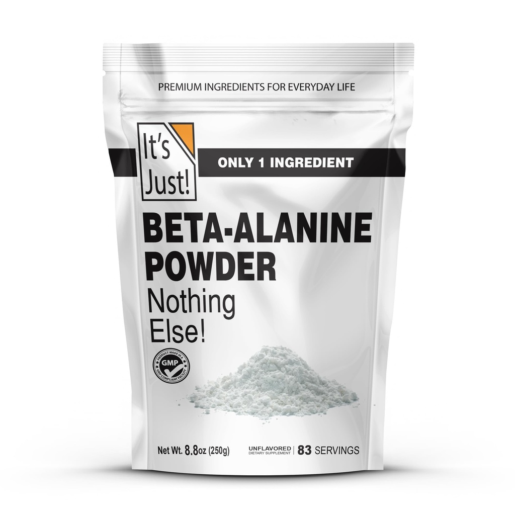 Je to jen! - Beta- Alanine Powder, Pre- Workout Dodatek, 250g Bulk, Neochucený, 3000mg per Serving (250g / 83 Servings)